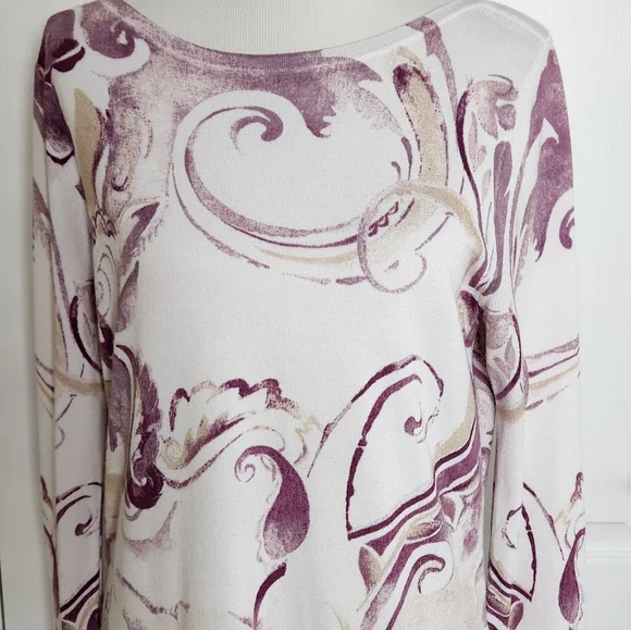 Chicos Purple Swirl Sweater Womens Medium Art To Wear Casual Rayon Blend - Picture 8 of 8